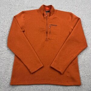 Marmot 1/4 Zip Pullover Mens XL Orange Fleece Outdoor Long Sleeve Sweater Jacket
